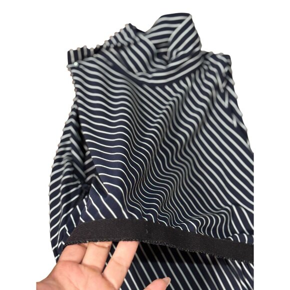 Lauren Ralph Lauren Mock Neck Blue White Striped Dress Sleeveless Women Size 2P - Picture 4 of 12